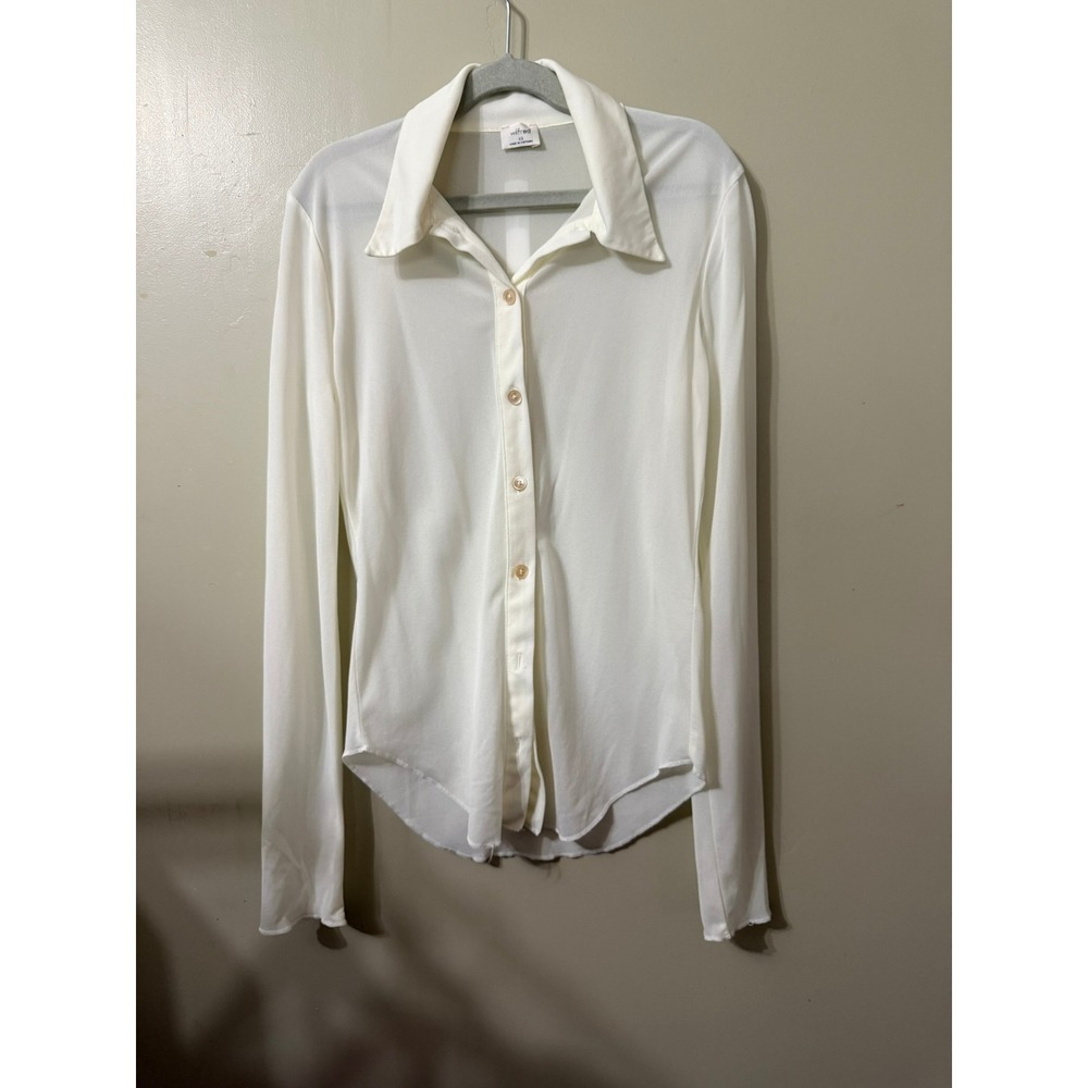 Wilfred Free White Sheer Long Sleeve Button Down Blouse Shirt XS